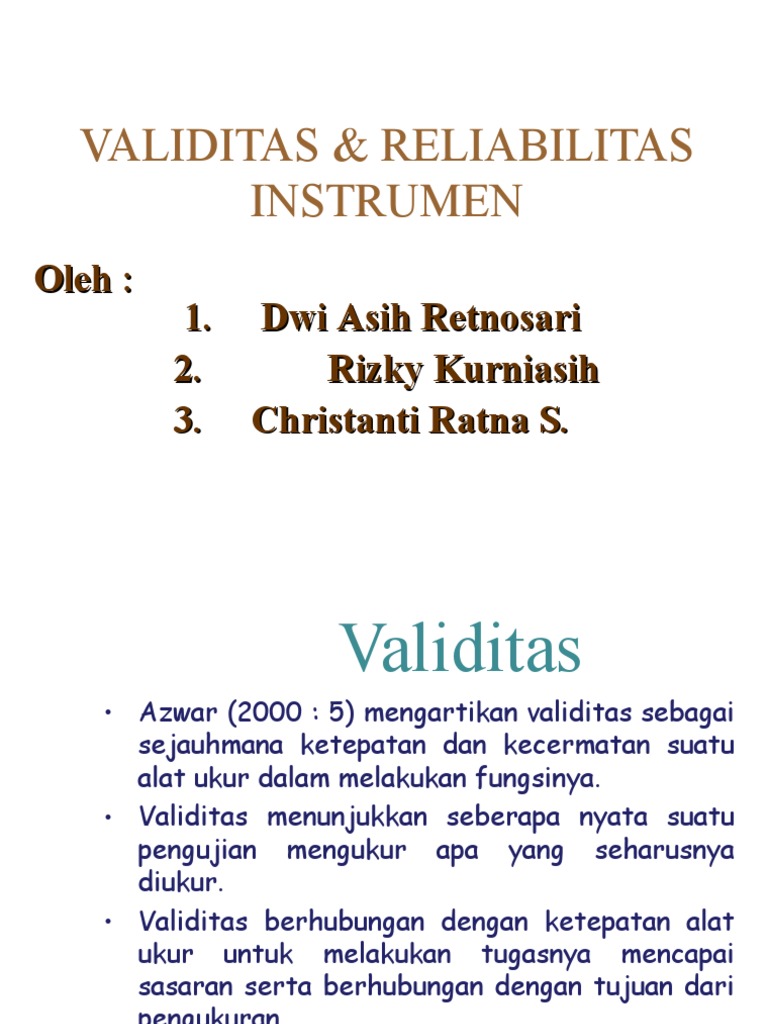 Validitas Dan Reliabilitas
