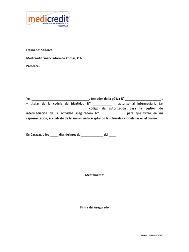 Formato de Autorizacion Firma Intermediario 1 PDF | PDF | Negocios ...