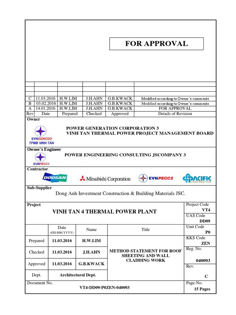 Method Statement for Cladding Installation | PDF | Building Insulation ...