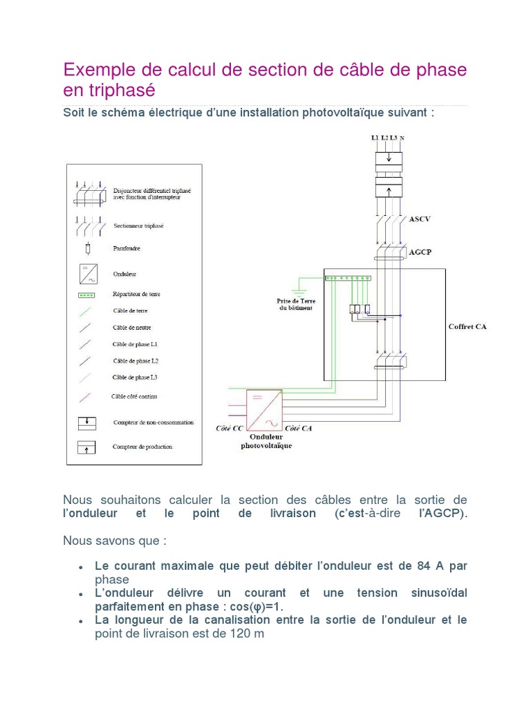Calcul de section câble triphasé 400V PDF — free download