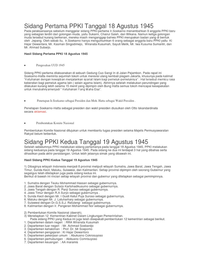 Hasil Sidang PPKI PDF