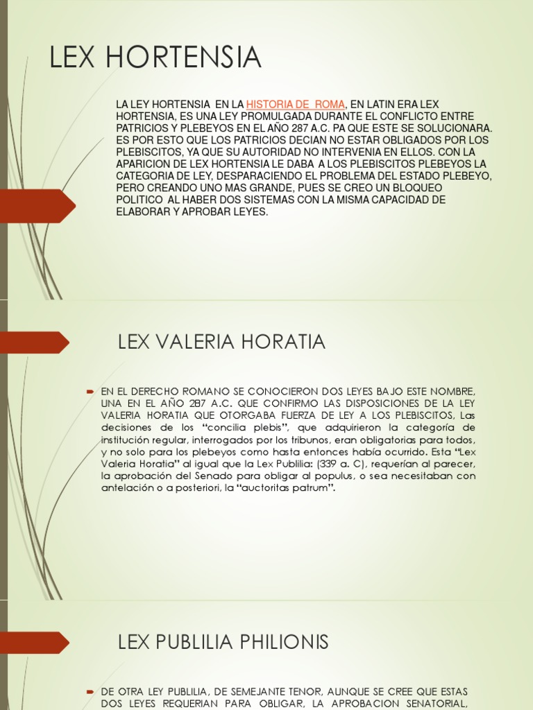 Lex Hortensia PPTX Johann Amor PDF
