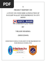 A Project Report On: A Study On Consumer Satisfaction of Payzapp Wallet With Refrence To City Bhind