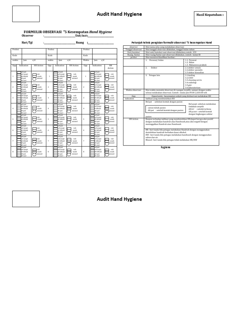 Observasi Kepatuhan Hand Hygiene | PDF