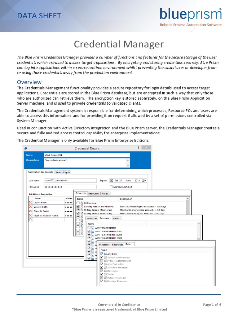BluePrism Credential Manager | PDF | Key (Cryptography) | Encryption