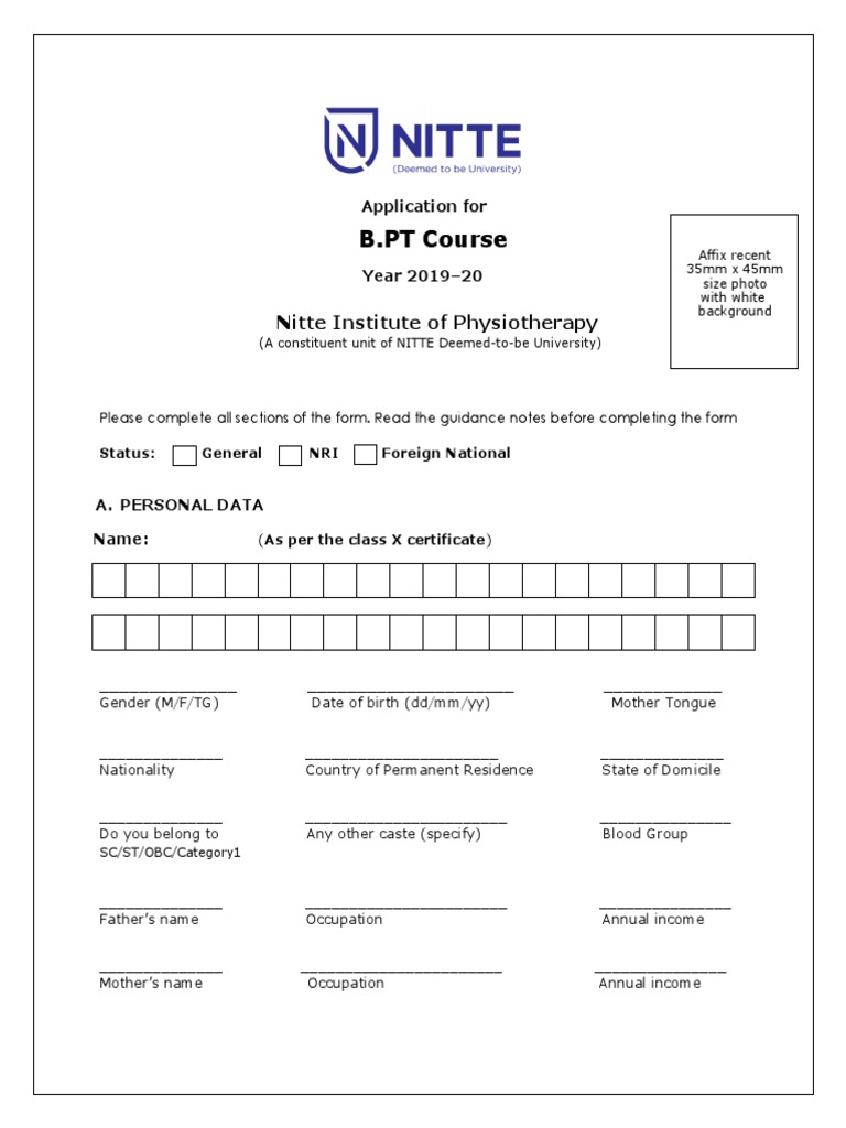 B.PT College Appl. Form | PDF | Government Information | Government