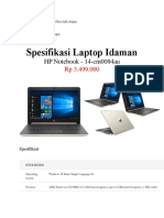 Spesifikasi Laptop Idaman: HP Notebook - 14-Cm0094au