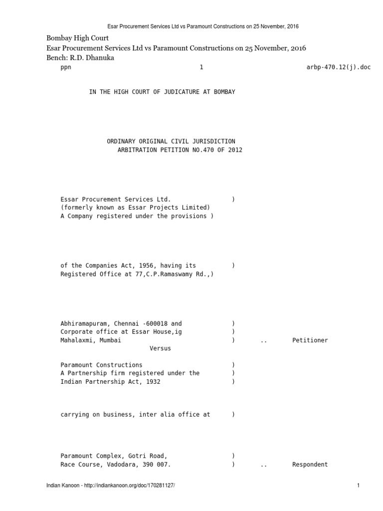 Section 34 of Arbitration ACT PDF Supreme Court Of India Judgment