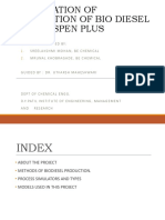 Optimization of Production of Bio Diesel Using Aspen Plus