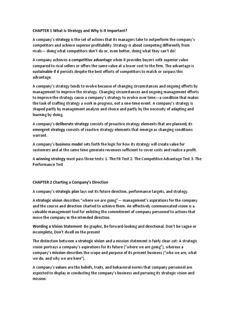 CHAPTER 1 What Is Strategy and Why Is It Important | PDF | Competitive ...