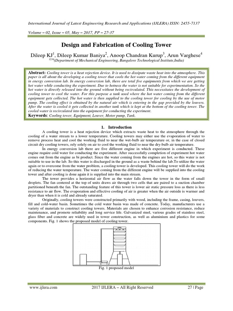 Design and Fabrication of Cooling Tower PDF | PDF | Polystyrene | Pump