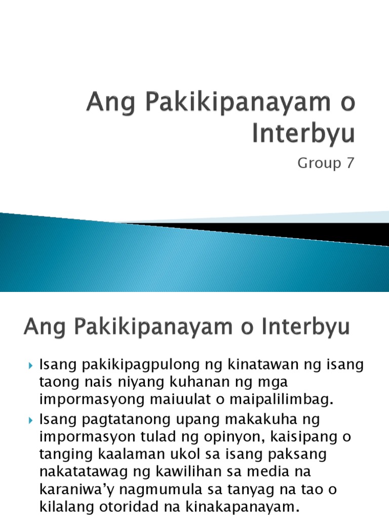 Ang Pakikipanayam O Interbyu Pdf