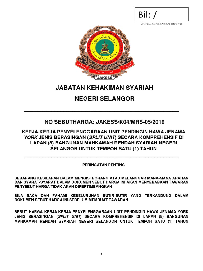 Dokumen Sebutharga Kontrak Penghawa Dingin Mrs 2019 Edited Pdf
