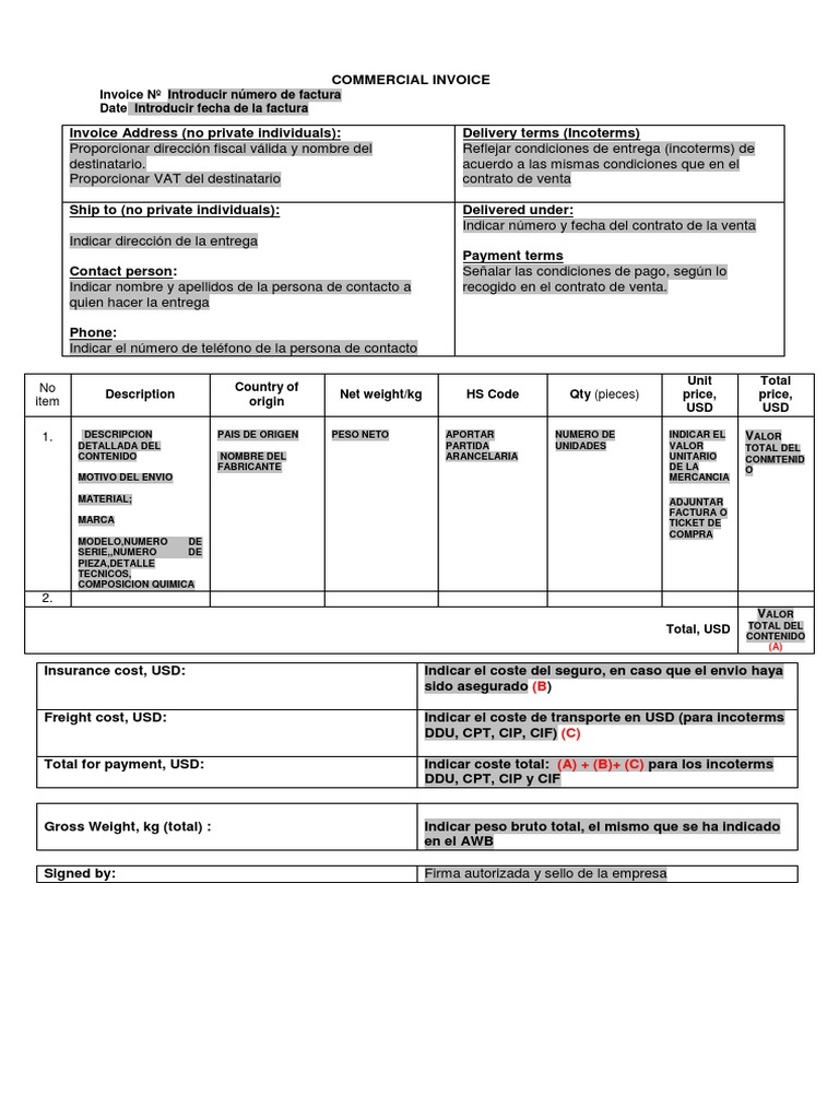 Commercial Invoice | PDF | Transporte | Logística
