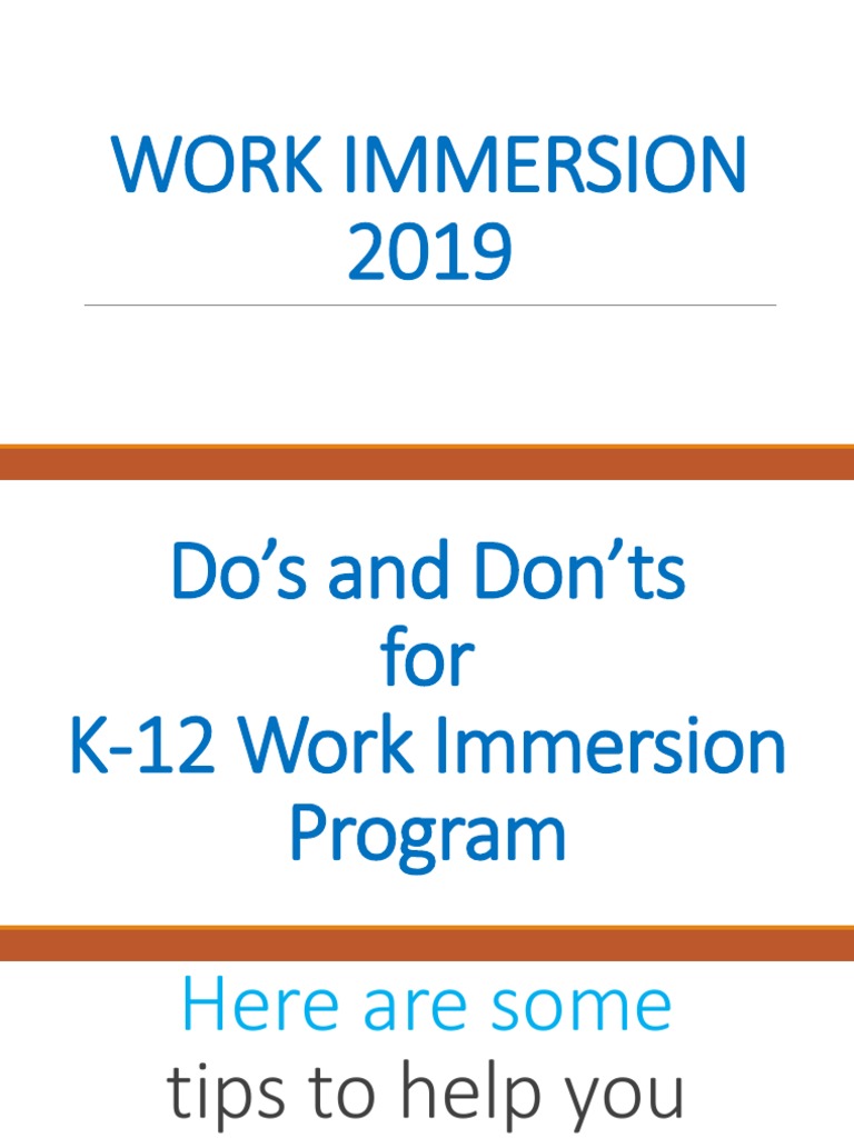 Work Immersion 19 Dos Donts