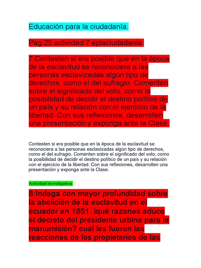 Abolición de la esclavitud en Ecuador 1851 | PDF