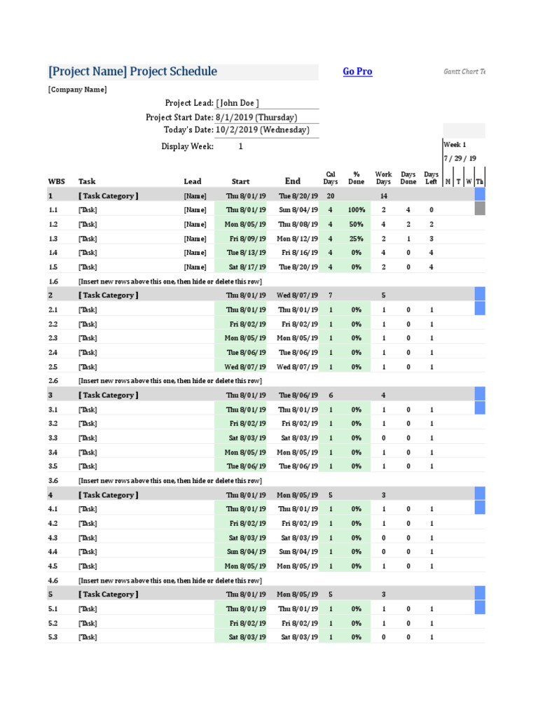Gantt Chart Template | PDF | Copyright | Spreadsheet