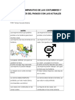 Cuadro Comparativo de Costumbres Lenguaje 8 Berchmans