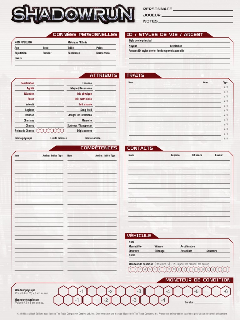 Feuille de Perso Shadowrun | PDF | Loisirs, image size:768x1024