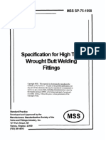 Specification For High Test Wrought Butt Welding Fittings: MSS SP-75-I 998