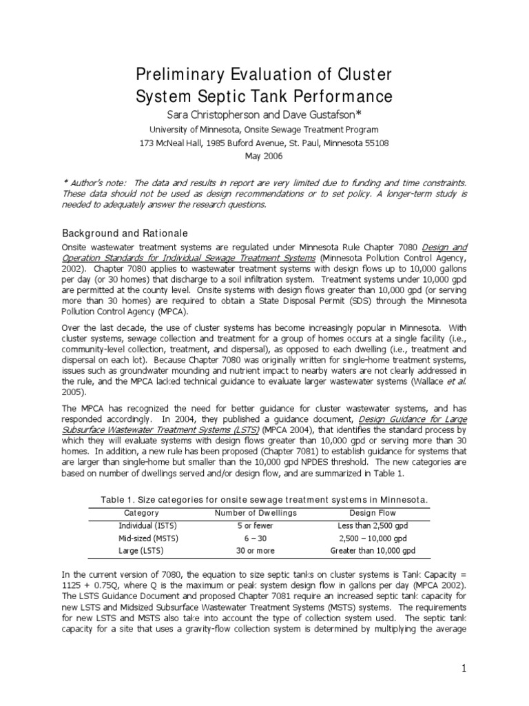 Cluster Septic System Performance Study | PDF | Sewage Treatment ...