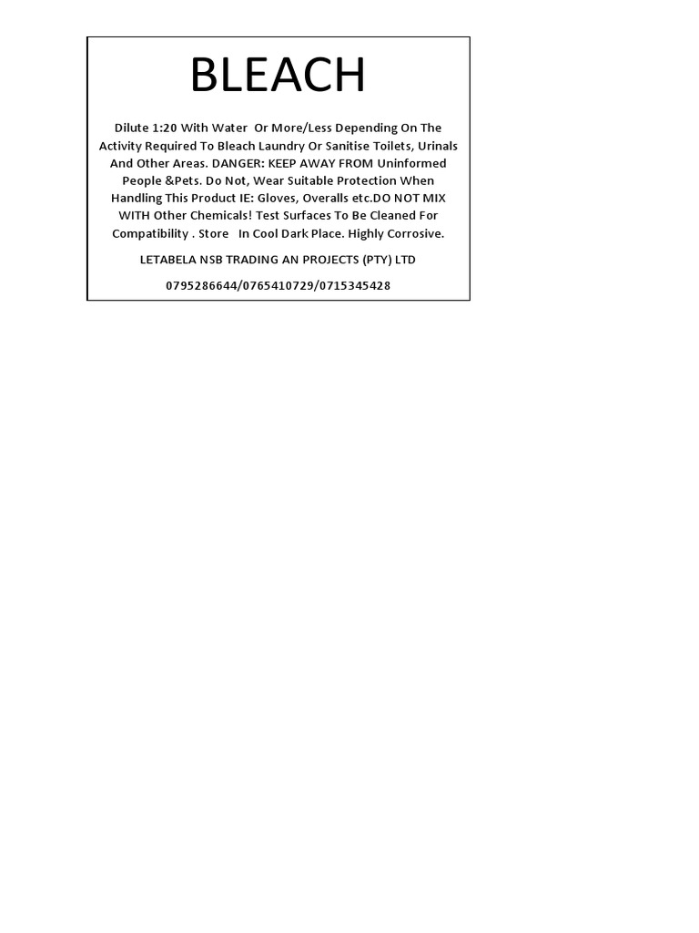 Safe Bleach Usage Guidelines | PDF