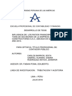 INFLUENCIA DE LOS RATIOS FINANCIEROS EN LA TOMA DE DECISIONES DE LA EMPRESA ARCHITECH CONSTRUCTORES S.A.C