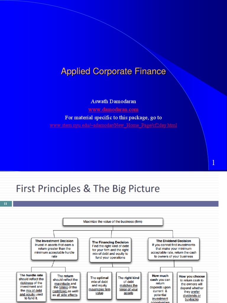 Applied Corporate Finance Principles | PDF | Free Cash Flow | Dividend