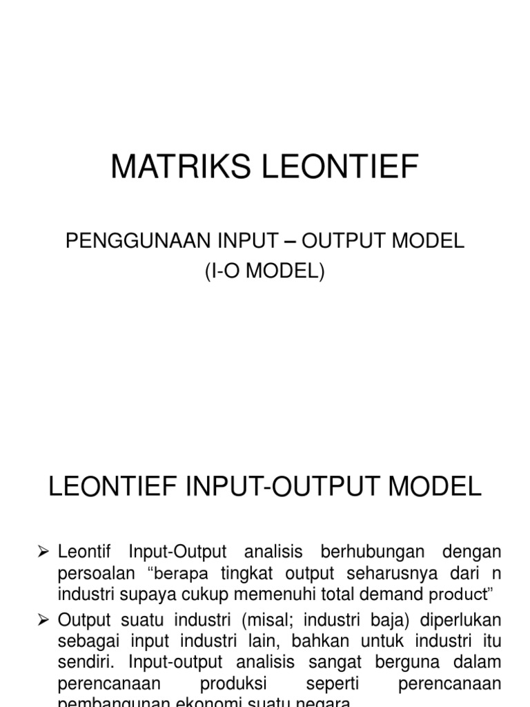 Leontief Input-Output Model | PDF