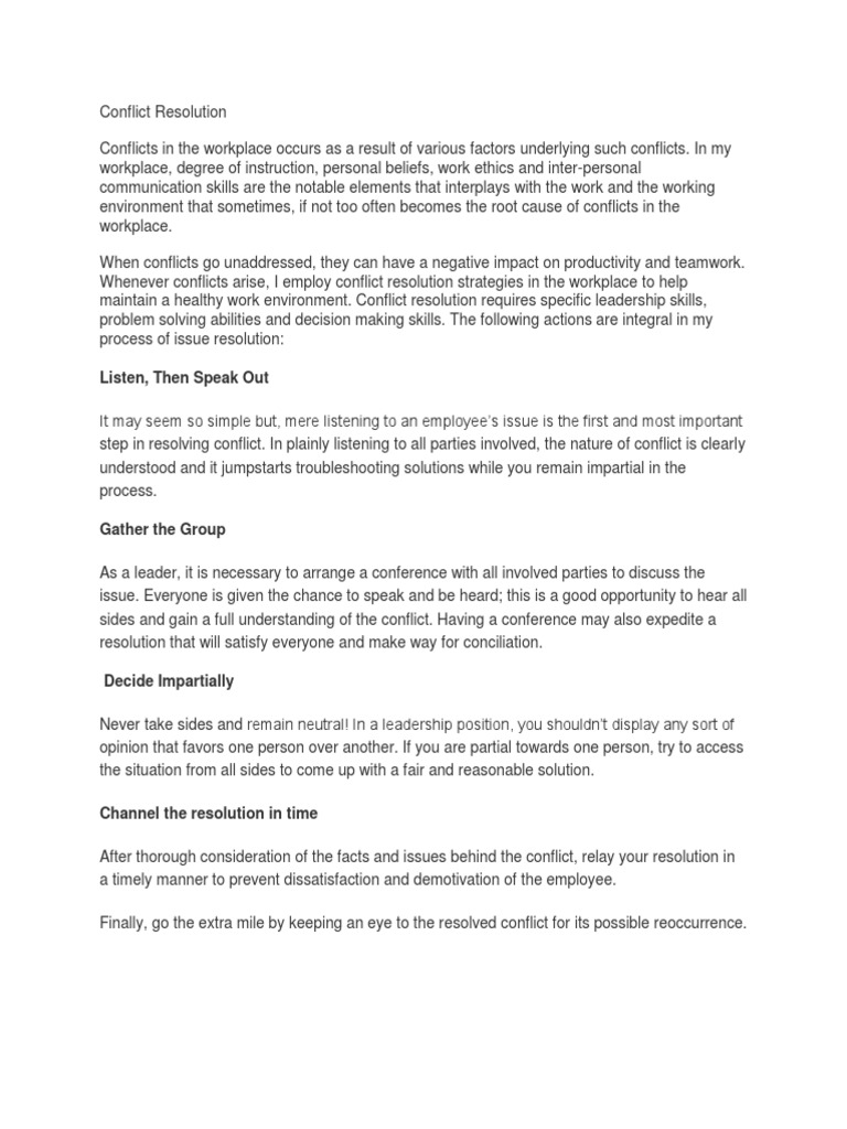 Effective Workplace Conflict Resolution | PDF