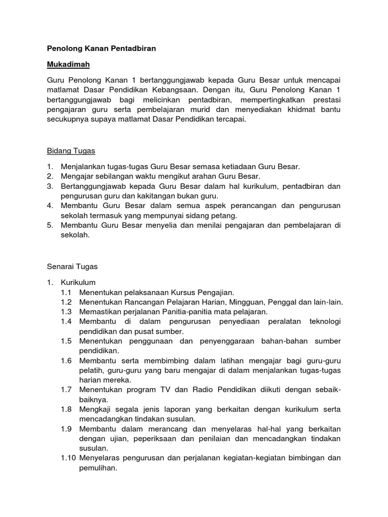 Senarai Tugas Guru Pdf