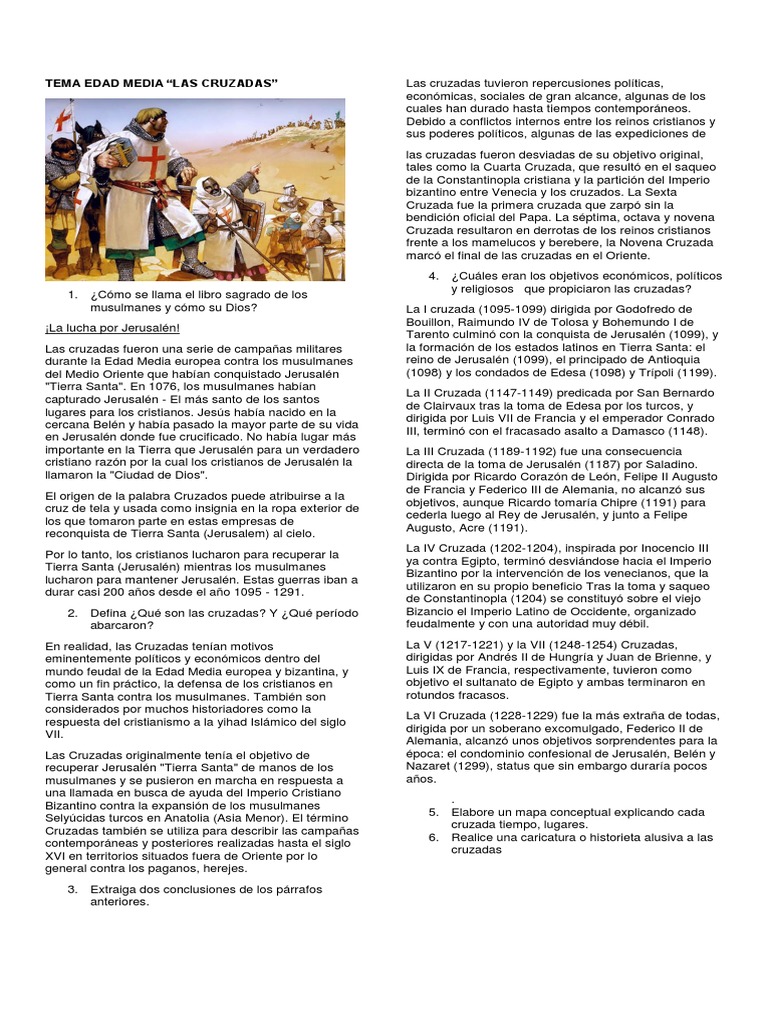 Las Cruzadas: Historia y Consecuencias | PDF | Cruzadas | imperio Bizantino
