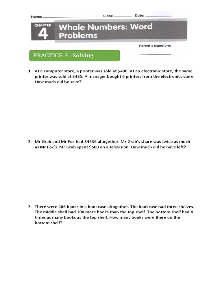 Math Word Problems and Solutions | PDF