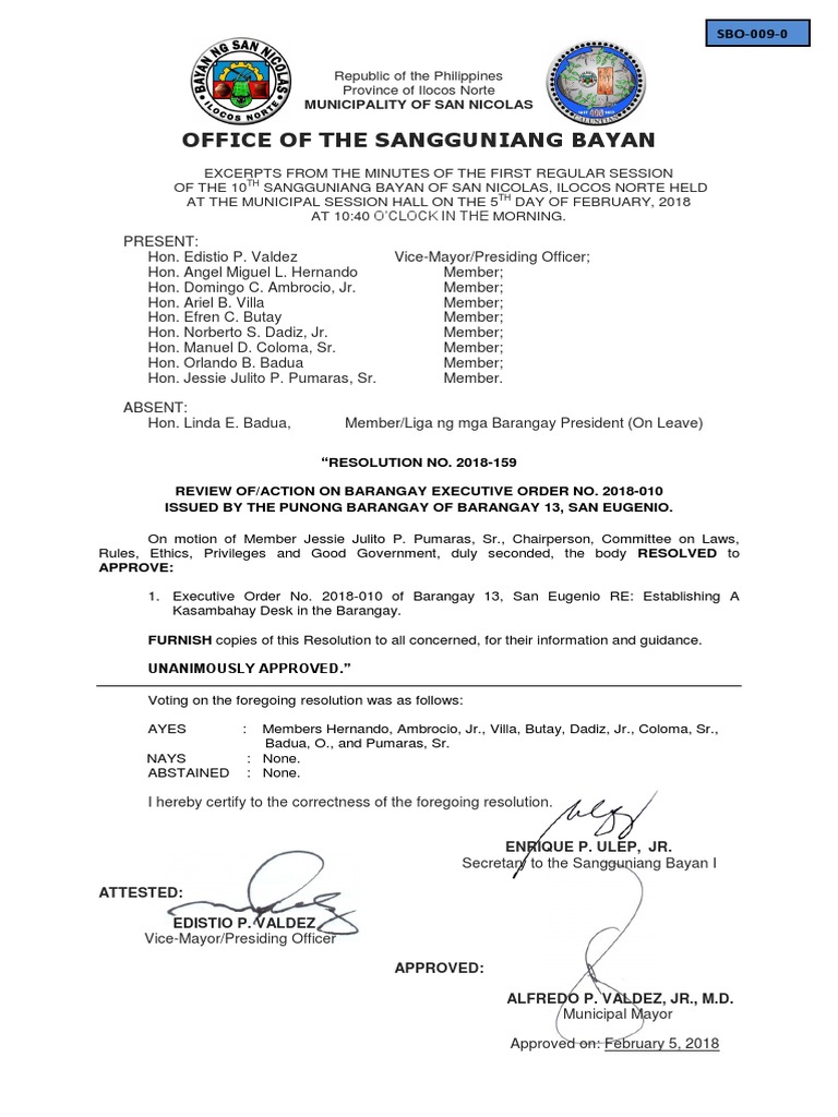 R2018 159 B13 Executive Order 2018 010 Kasambahay Desk Badua o PDF