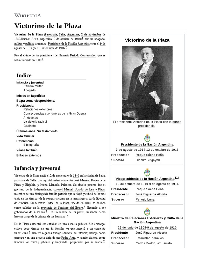 Victorino de La Plaza PDF Argentina Elecciones