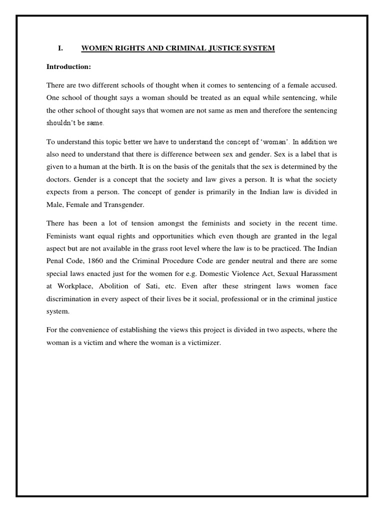 Women’s Rights in Criminal Justice System | PDF | Bail | Crime & Violence