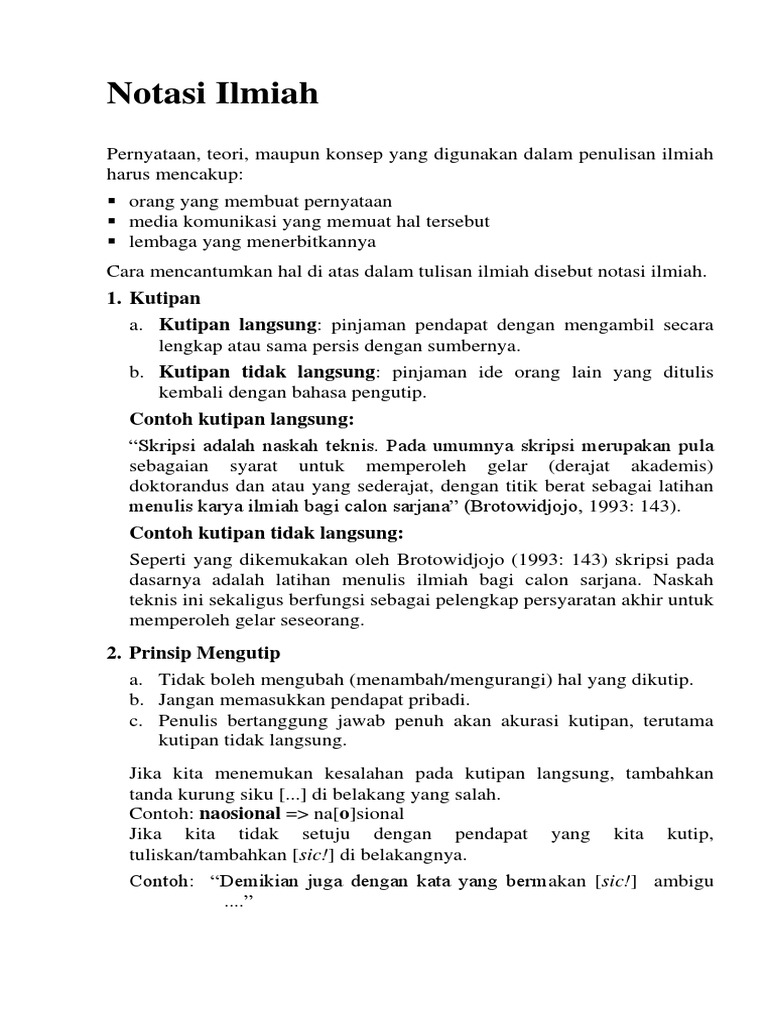 Panduan Notasi Ilmiah dan Kutipan | PDF