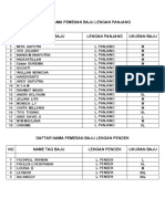 Nama-Nama Pemesan Baju Lengan Panjang