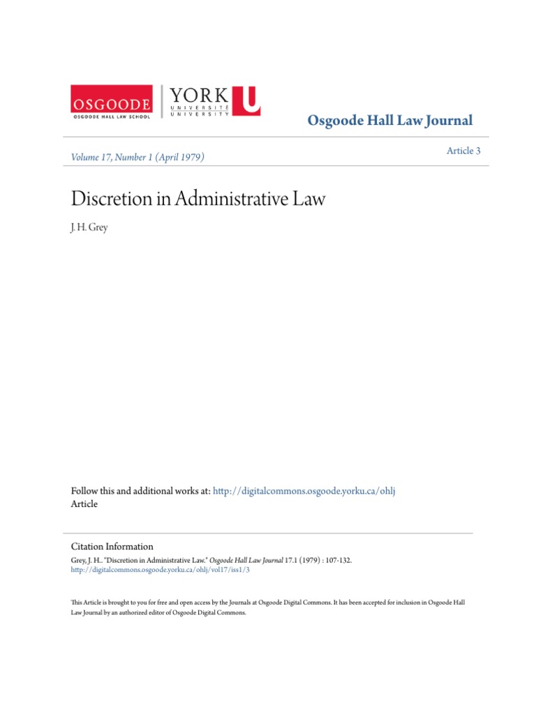 Discretion in Administrative Law Download Free PDF Discretion