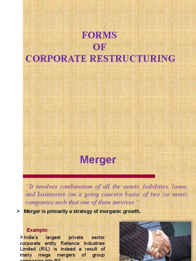 Forms OF Corporate Restructuring | PDF | Stocks | Mergers And Acquisitions