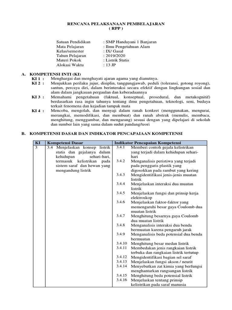 4 Rpp Ipa K9 Kd 3 4 Listrik Statis