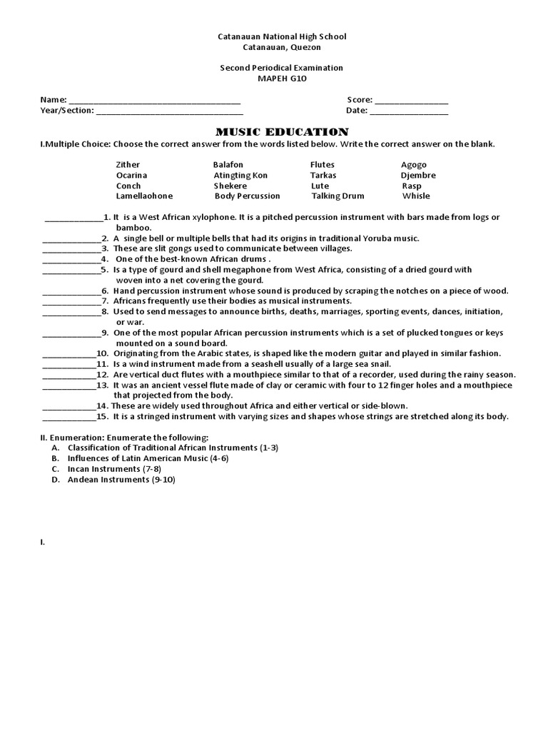Grade 10 Exam | PDF | Musical Instruments | Flute