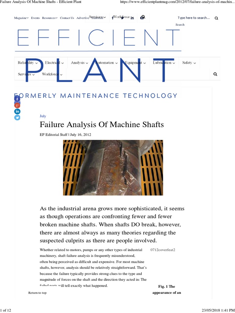 Analyzing Machine Shaft Failures | PDF | Fracture | Fatigue (Material)