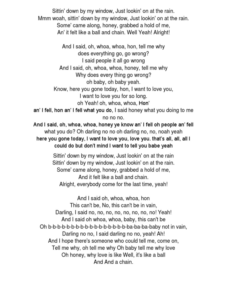 Janis Joplin Ball and Chain Monterey Pop Lyrics PDF