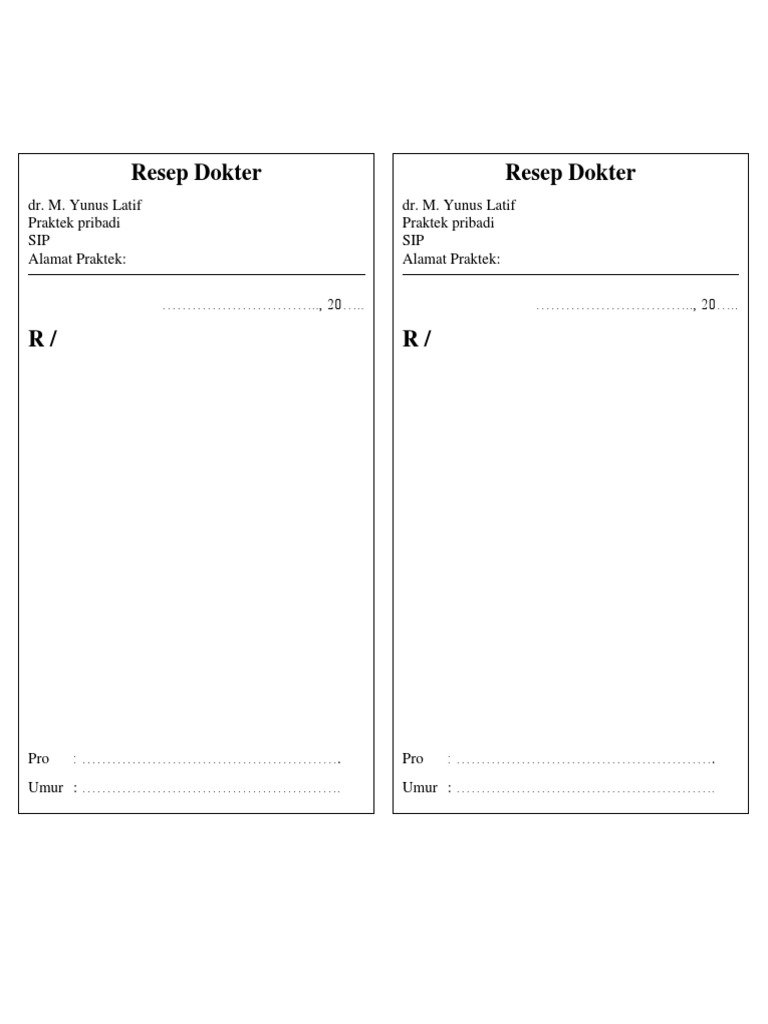 Contoh Resep Dokter Kosong | PDF