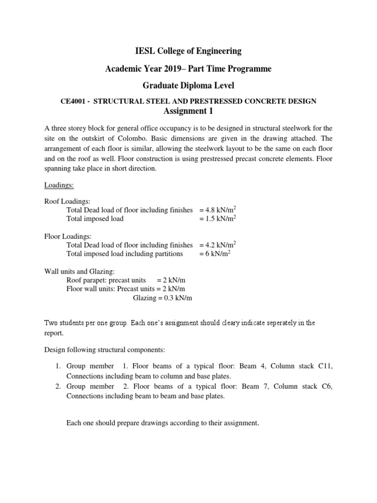 CE4001 Structural Design Assignment | PDF