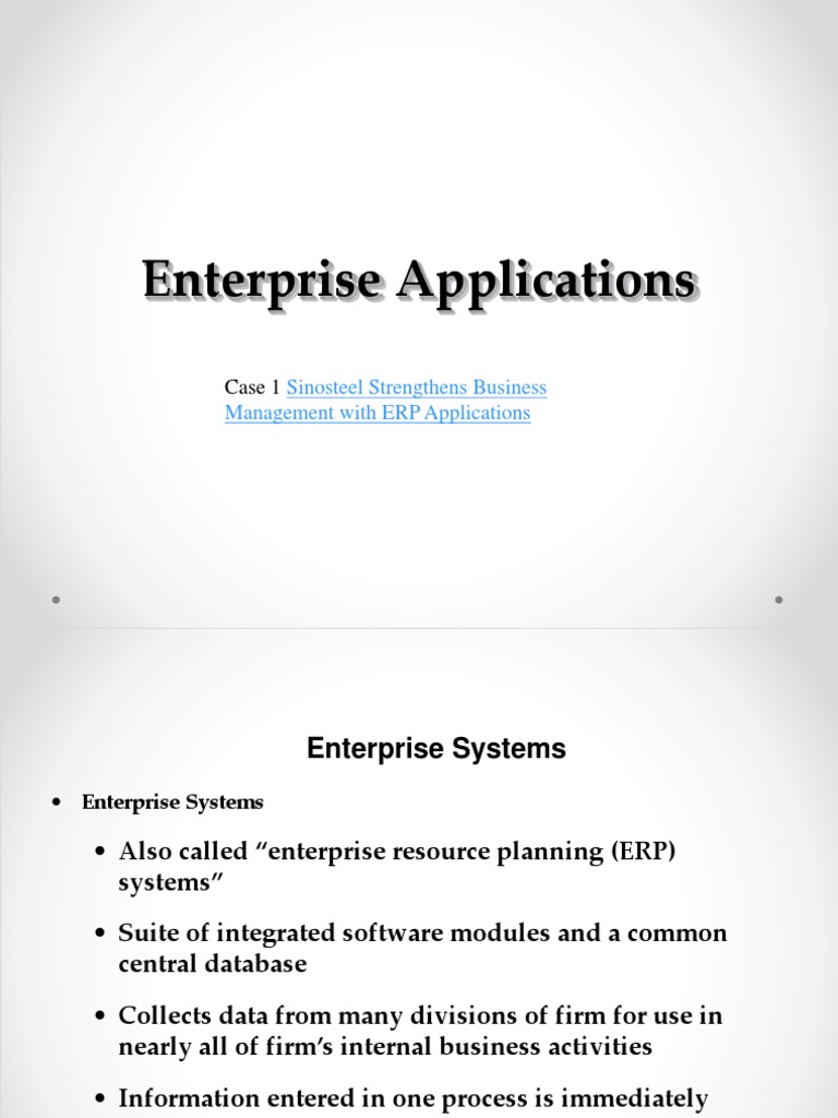 Enterprise Applications Case 1 Pdf Supply Chain Enterprise
