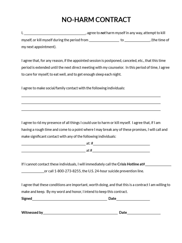No Harm Contract | PDF