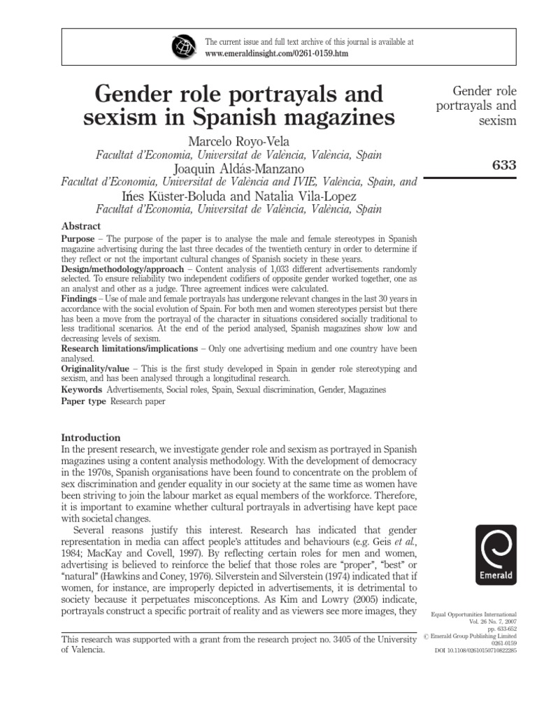 Gender Role Portrayals | PDF | Gender Role | Sexism