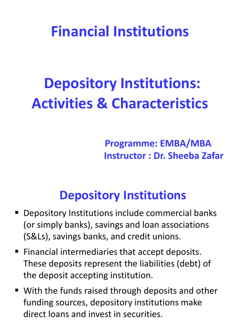 Understanding Depository Institutions | PDF | Securities (Finance) | Banks